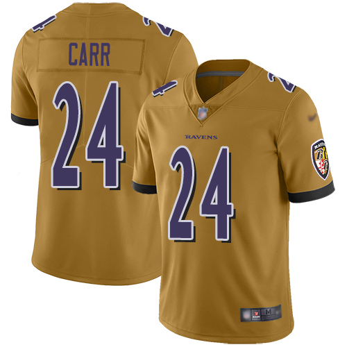 Baltimore Ravens Limited Gold Men Brandon Carr Jersey NFL Football #24 Inverted Legend->youth nfl jersey->Youth Jersey